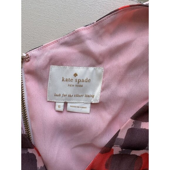 Kate Spade Silk Geometric Print Surplice Fit & Flare Dress 6 - Picture 6 of 6